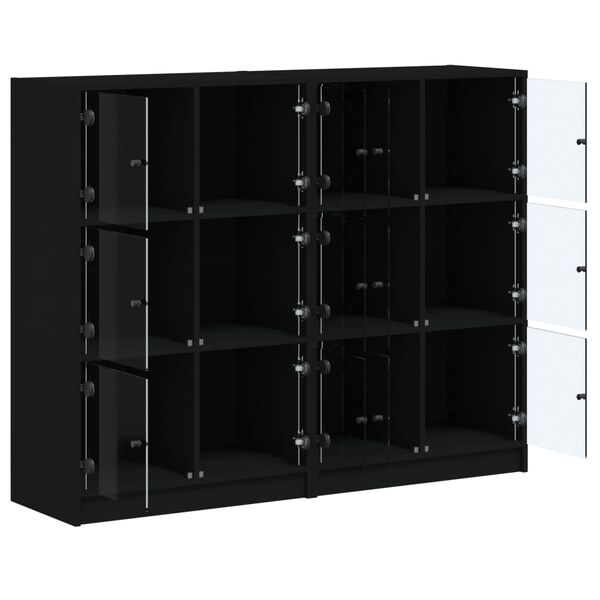 vidaXL Βιβλιοθήκη με Πόρτες Μαύρη 136x37x109 εκ. Επεξ. Ξύλο