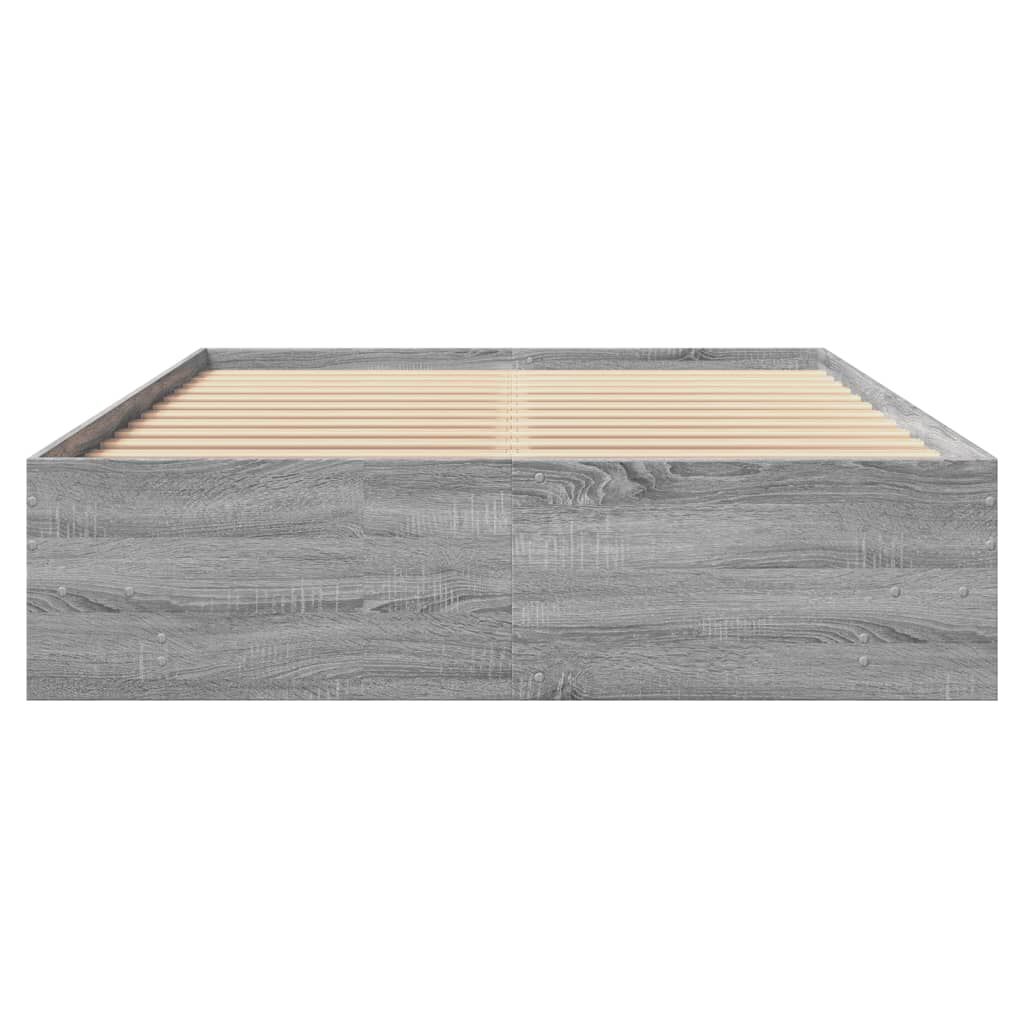 vidaXL Πλαίσιο Κρεβατιού Γκρι Sonoma 135x190 εκ. Επεξεργασμένο Ξύλο