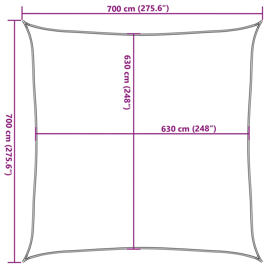 vidaXL Πανί Σκίασης Σκούρο Πράσινο 7 x 7 μ. από HDPE 160 γρ./μ²