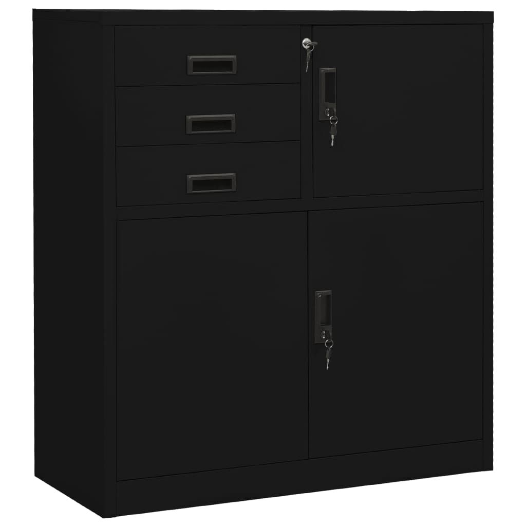 vidaXL Ντουλάπα Γραφείου Μαύρη 90 x 40 x 102 εκ. Ατσάλινη
