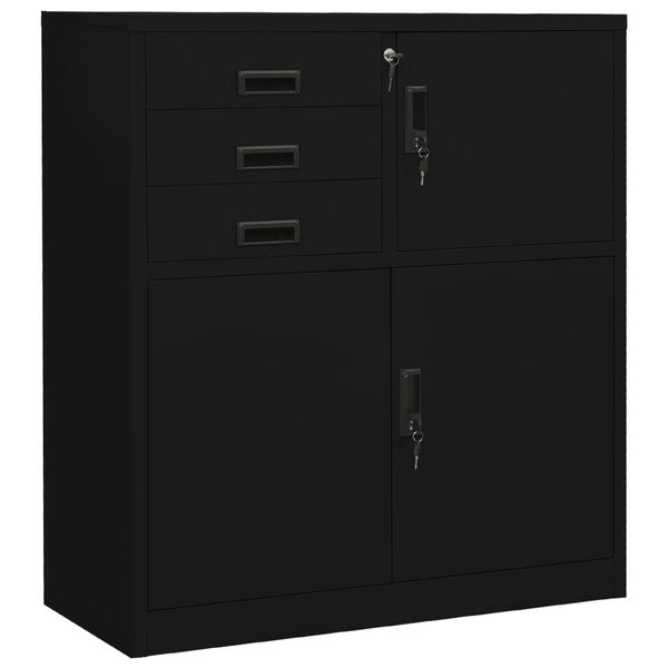 vidaXL Ντουλάπα Γραφείου Μαύρη 90 x 40 x 102 εκ. Ατσάλινη