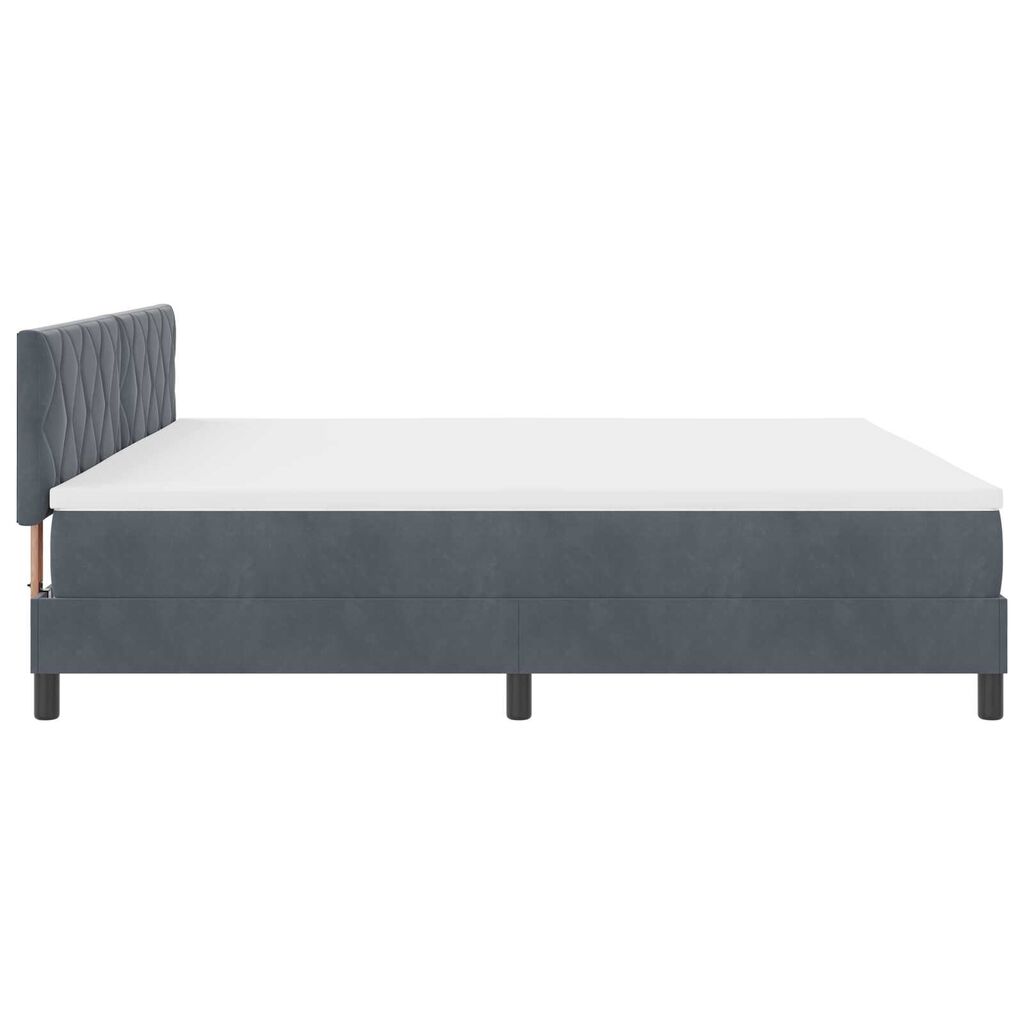 vidaXL Κρεβάτι Box Spring με Ματράς & LED Σκούρο Γκρι 200x200 εκ. Βελούδο