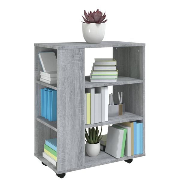 vidaXL Ντουλάπι Με Ροδάκια Γκρι Sonoma 60 x 35 x 75 εκ. Επεξεργ. Ξύλο
