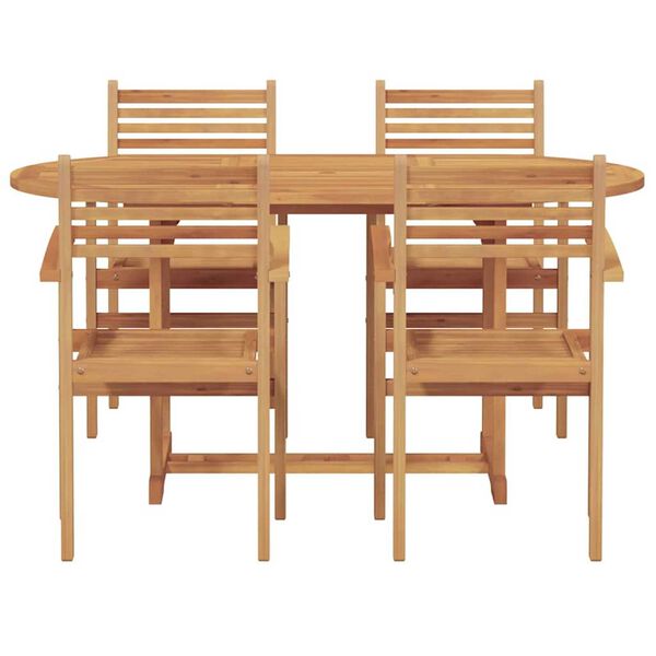 vidaXL Σέτ φαγητού για κήπο 5 pcs Καστανό Μασίφ ξύλο teak
