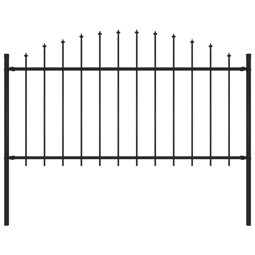 vidaXL Κάγκελα Περίφραξης με Λόγχες Μαύρα (1,25-1,5) x 1,7 μ. Ατσάλινα