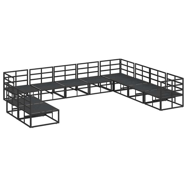 vidaXL Σετ Καναπέ Κήπου με μαξιλάρι 10 pcs Μαύρο Αλουμίνιο