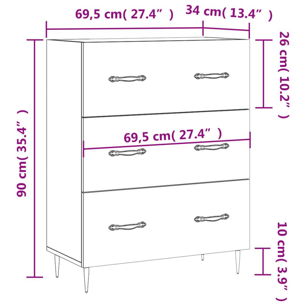 vidaXL Ντουλάπι Καφέ Δρυς 69,5 x 34 x 90 εκ. Επεξεργασμένο Ξύλο