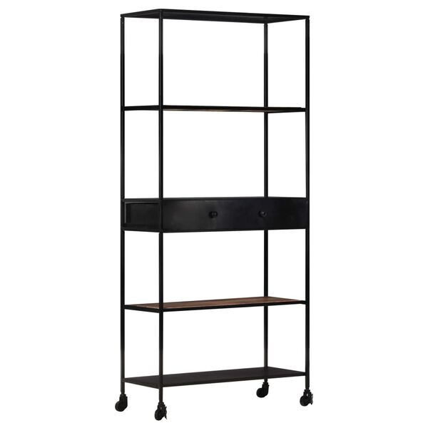 vidaXL Βιβλιοθήκη 80x35x180 εκ. από Ακατέργαστο Ξύλο Μάνγκο & Σίδηρο