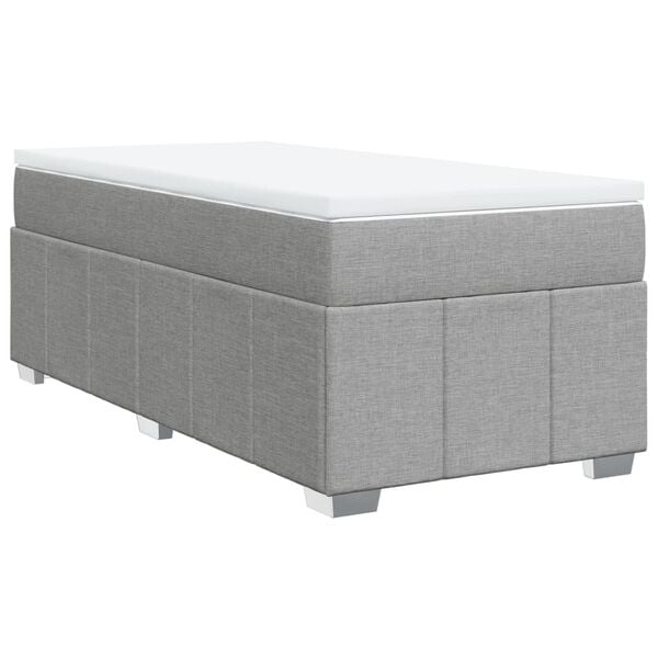 vidaXL Κρεβάτι Boxspring με Στρώμα Ανοιχτό Γκρι 90x200 εκ. Υφασμάτινο