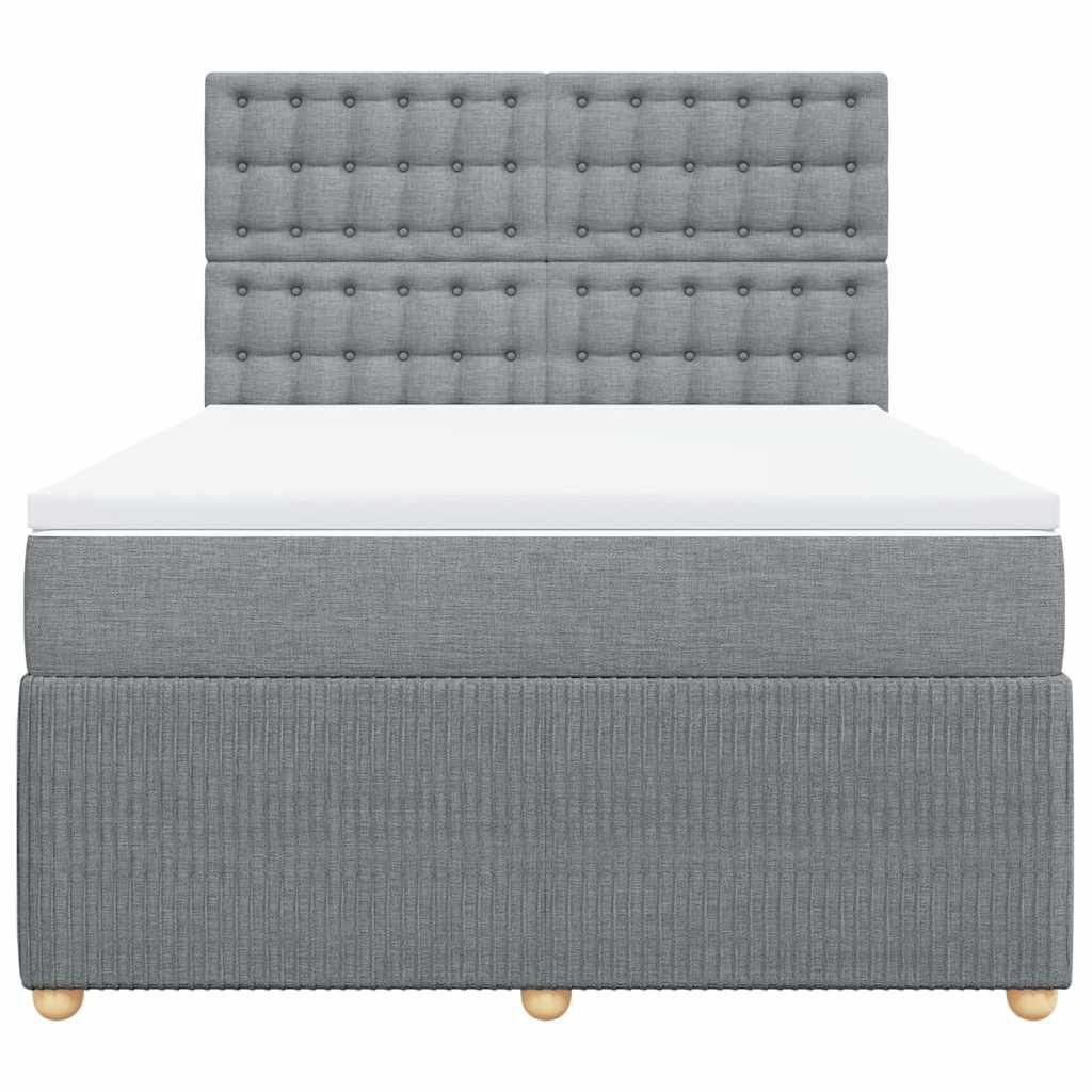 vidaXL Κρεβάτι Boxspring με Στρώμα Ανοιχτό Γκρι 140x200 εκ. Υφασμάτινο