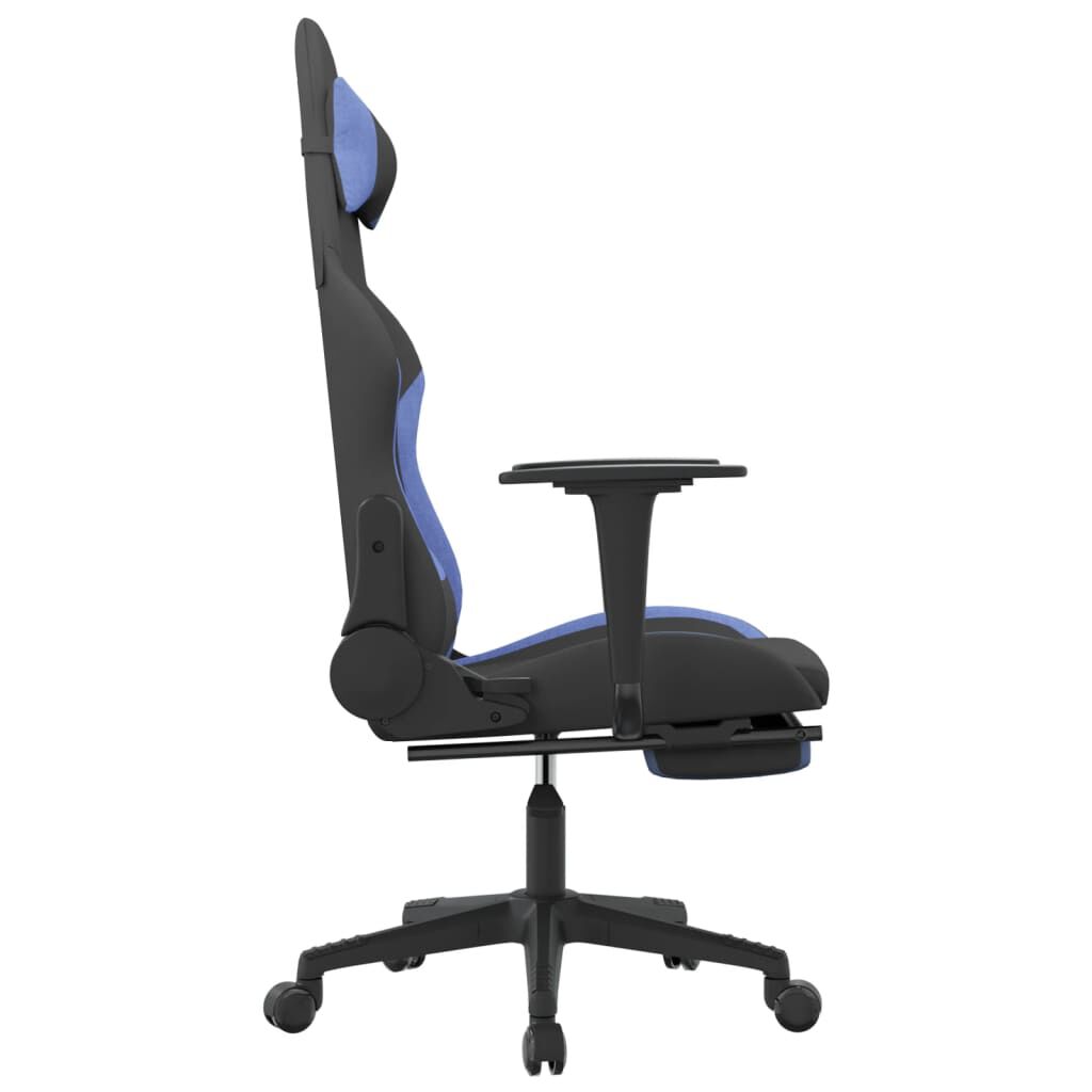 vidaXL Καρέκλα Μασάζ Gaming Μαύρη/Μπλε Ύφασμα με Υποπόδιο