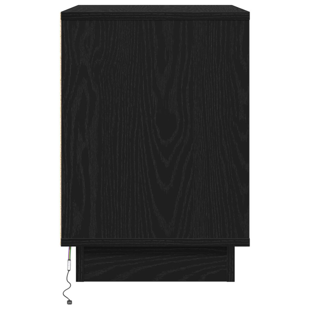 vidaXL Κομοδίνα με LED 2 τεμ Μαύρο Δρυς 50x34,5x50 εκ