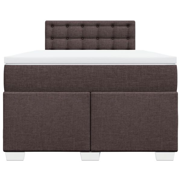 vidaXL Κρεβάτι Boxspring με Στρώμα Σκούρο Καφέ 120x190 εκ Υφασμάτινο