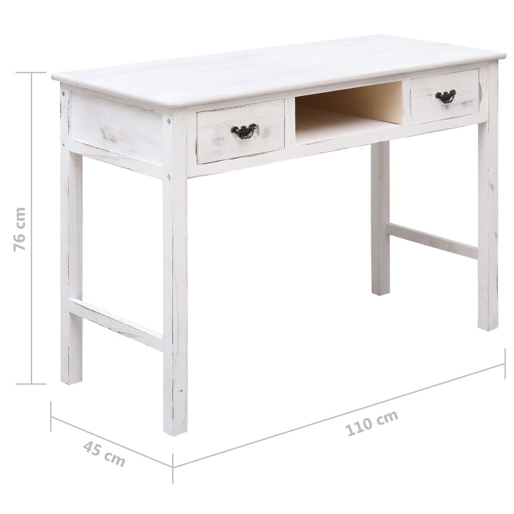 vidaXL Τραπέζι Κονσόλα Αντικέ Λευκό 110 x 45 x 76 εκ. Ξύλινο