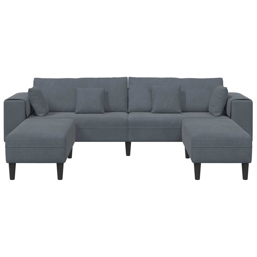 vidaXL Βελούδινος καναπές 3 pcs Σκούρο Γκρι 208 εκ. Βελούδο