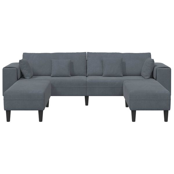 vidaXL Βελούδινος καναπές 3 pcs Σκούρο Γκρι 208 εκ. Βελούδο