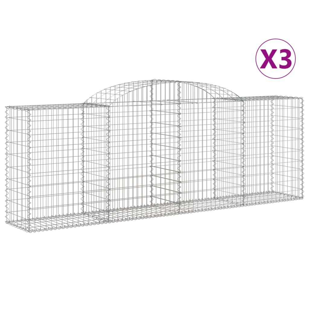 vidaXL Συρματοκιβώτια Τοξωτά 3 τεμ. 300x50x100/120 εκ. Γαλβαν. Ατσάλι