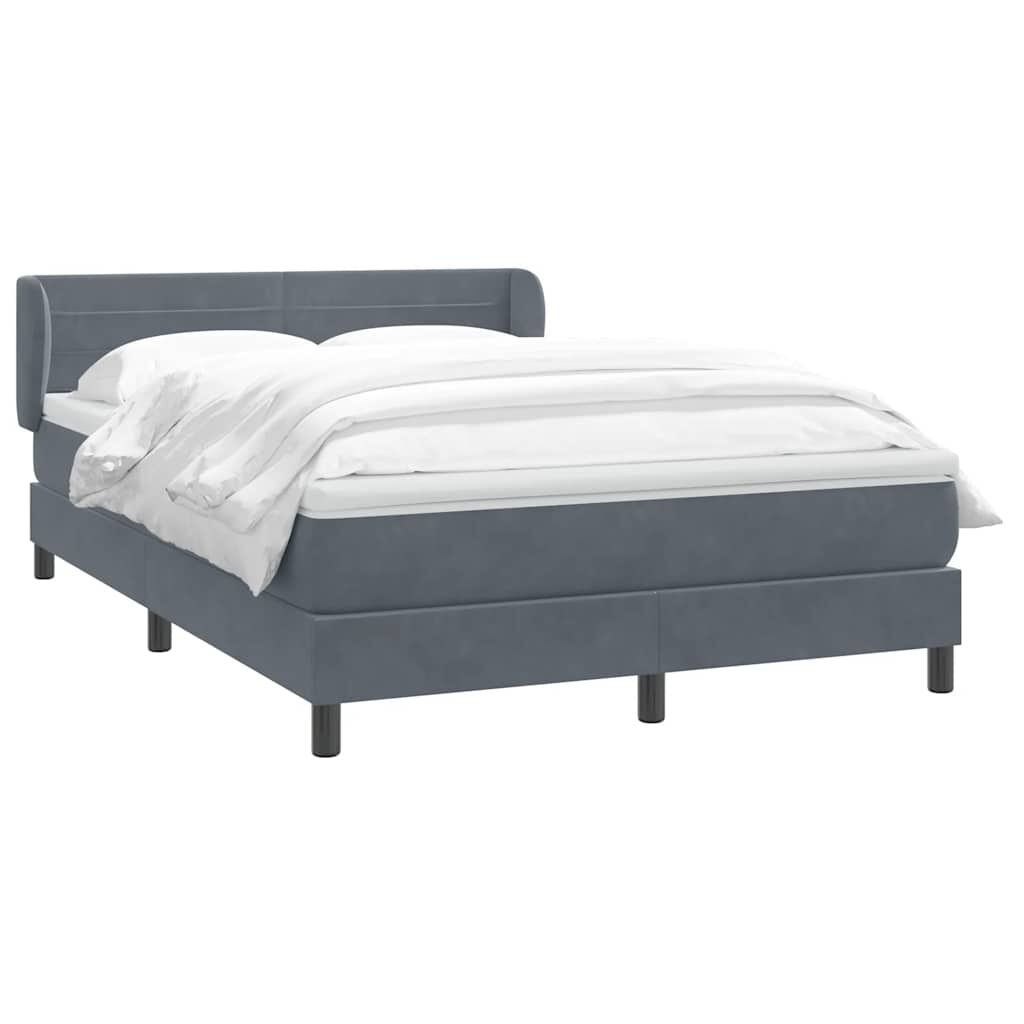 vidaXL Κρεβάτι Boxspring με Στρώμα Σκούρο Γκρι 140x210 εκ. Βελούδινο