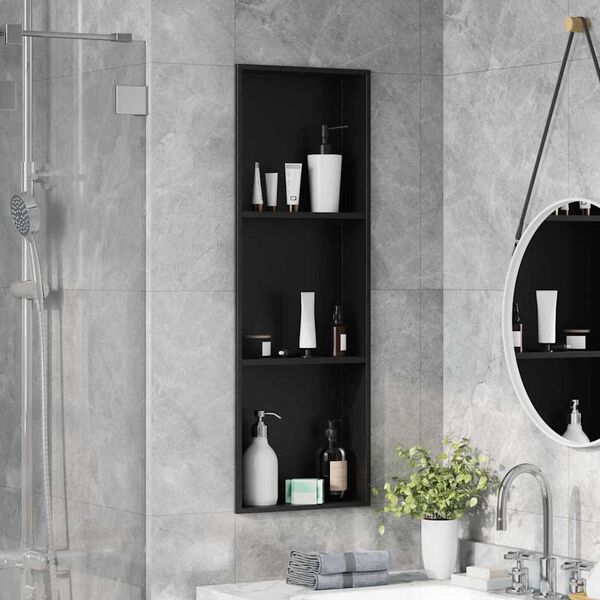 vidaXL Νίτσα Μπάνιου Μαύρο 90 x 30 x 9.5 εκ. Ανοξείδωτο ατσάλι