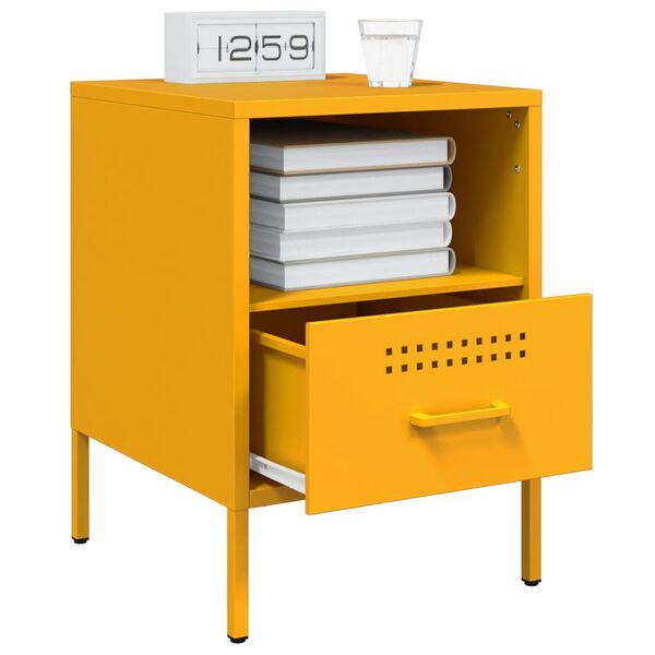 vidaXL Κομοδίνα 2 τεμ. Μουσταρδί 36x39x50,5 εκ. από Χάλυβα