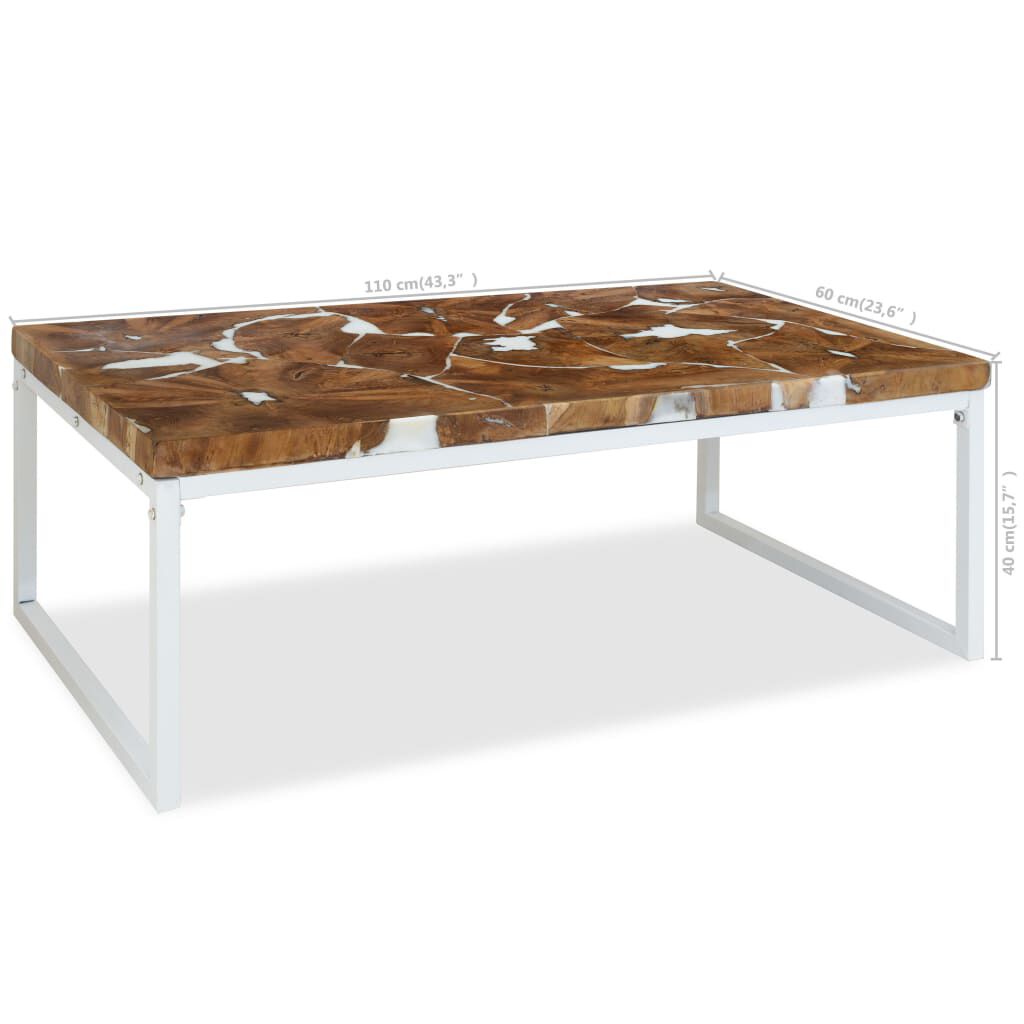 vidaXL Τραπεζάκι Σαλονιού 110 x 60 x 40 εκ. από Ξύλο Teak και Ρητίνη