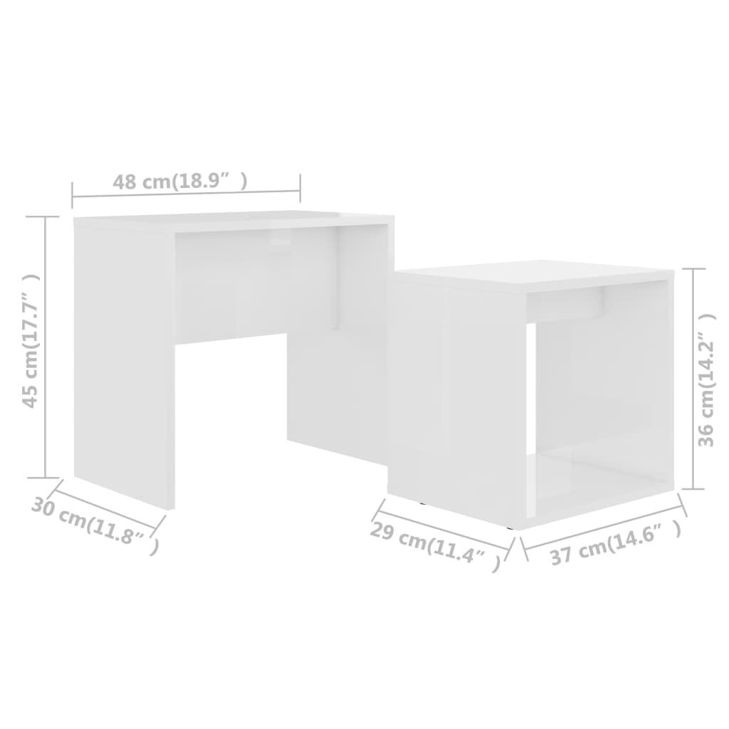 vidaXL Σετ Τραπεζάκια Σαλονιού Γυαλιστ. Λευκό 48x30x45 εκ. Επεξ. Ξύλο