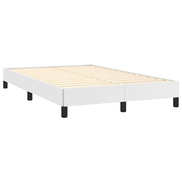 vidaXL Κρεβάτι Boxspring με Στρώμα & LED Λευκό 120x190 εκ. Συνθ. Δέρμα