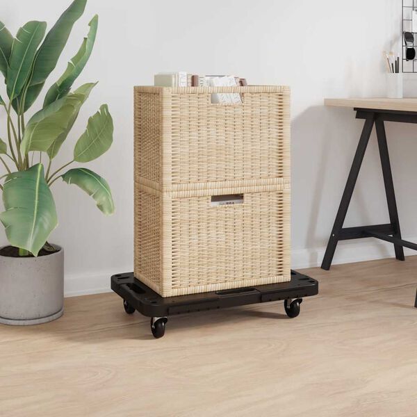 vidaXL Τρόλεϊ Μεταφοράς 3 Τεμ. Μαύρα 58 x 38 x 12 εκ. Πολυπροπυλένιο