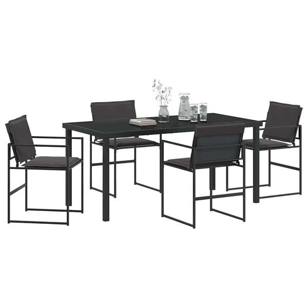 vidaXL Σέτ φαγητού για κήπο 5 pcs Μαύρο 160 x 80 x 73 εκ