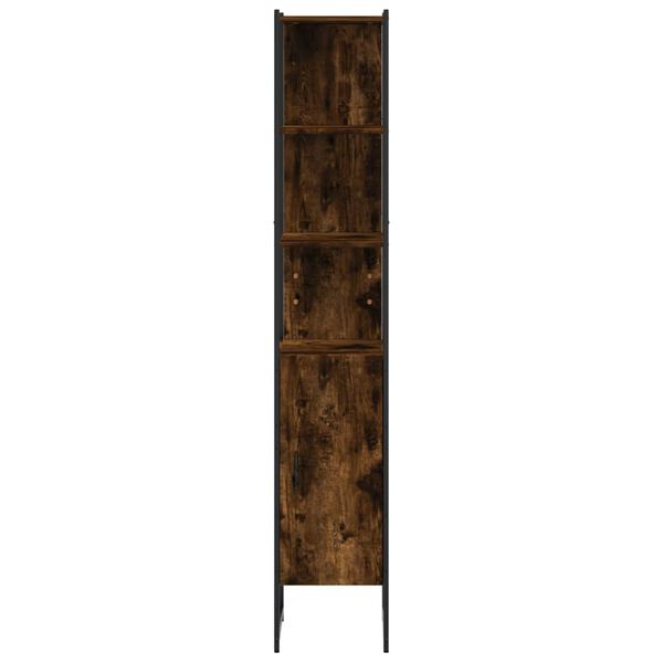 vidaXL Ντουλάπι Μπάνιου Καπνιστή Δρυς 33x33x185,5 εκ. Επεξεργ. Ξύλο