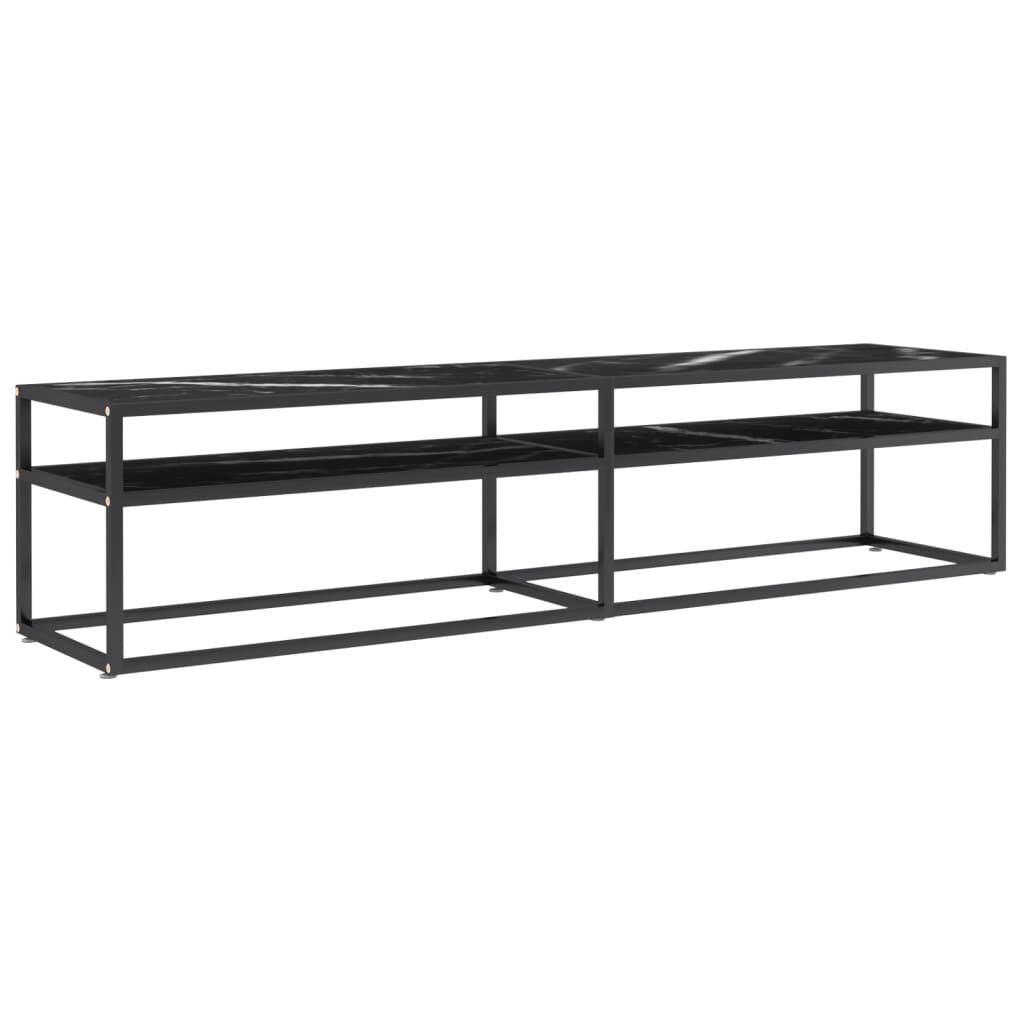 vidaXL Έπιπλο Τηλεόρασης Λευκό Όψη Μαρμάρου 180x40x40,5εκ Γυαλί Ασφαλ.