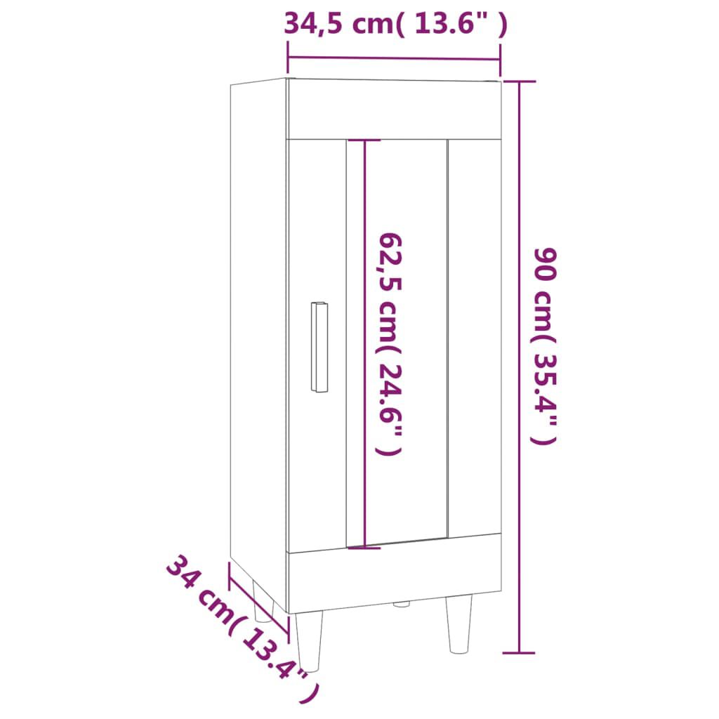 vidaXL Ντουλάπι Καφέ Δρυς 34,5 x 34 x 90 εκ. Επεξεργασμένο Ξύλο