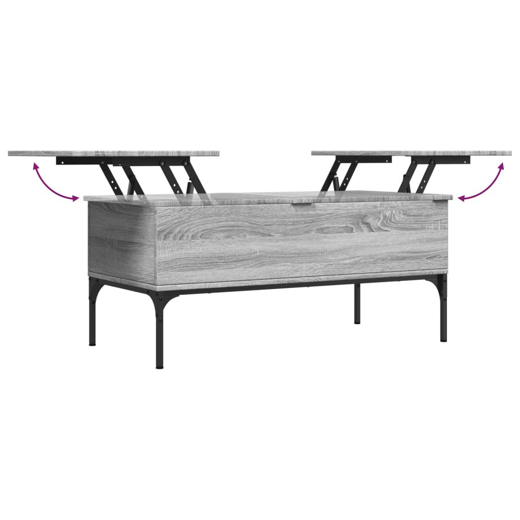 vidaXL Τραπεζάκι Σαλονιού Γκρι Sonoma 100x50x45 εκ Επεξ Ξύλο + Μέταλλο
