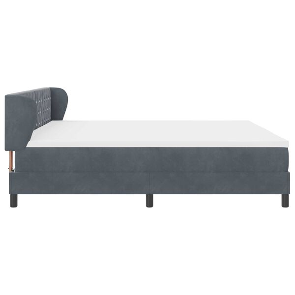 vidaXL Κρεβάτι Box Spring με Στρώμα Σκούρο Γκρι 200x200 cm Βελούδο