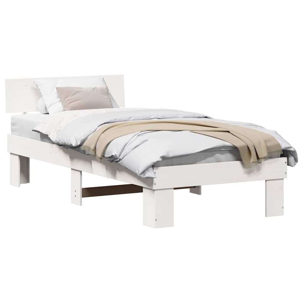 vidaXL Σκελετός Κρεβατιού Λευκό 75 x 190 cm Μασίφ ξύλο πεύκου