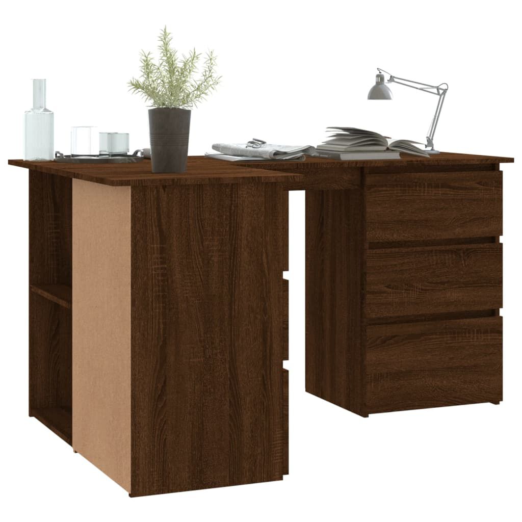 vidaXL Γραφείο Γωνιακό Καφέ Δρυς 145x100x76 εκ. Επεξεργασμένο Ξύλο