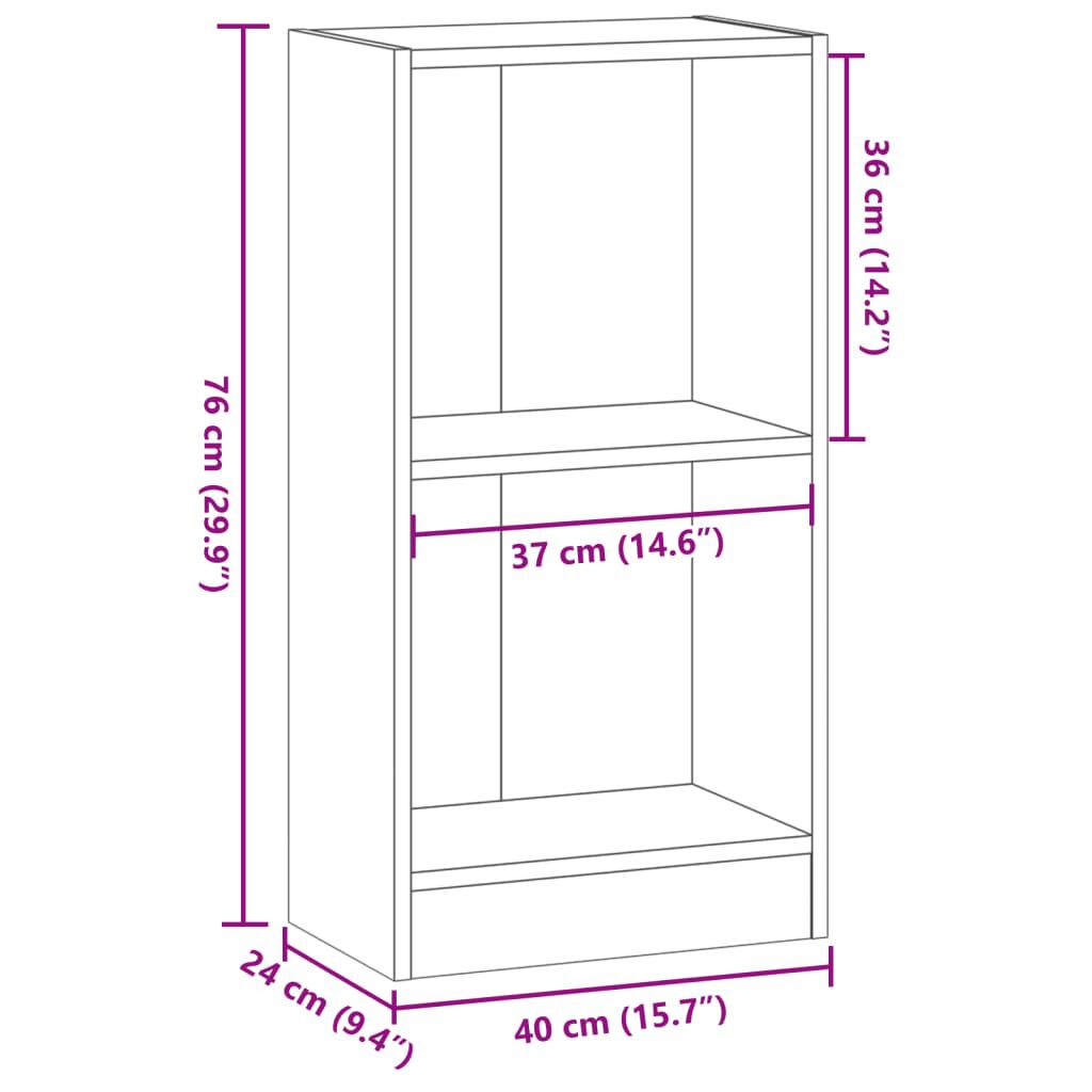 vidaXL Βιβλιοθήκη Αρτισιανή Δρυς 40x24x76 εκ. από Επεξεργασμένο Ξύλο
