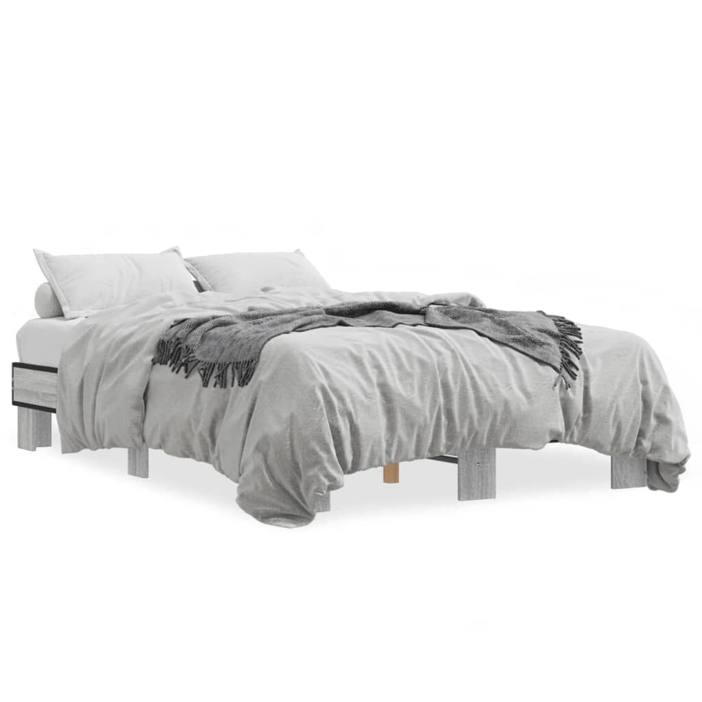 vidaXL Πλαίσιο Κρεβατιού Γκρι Sonoma 120 x 190εκ. Επεξ. Ξύλο & Μέταλλο