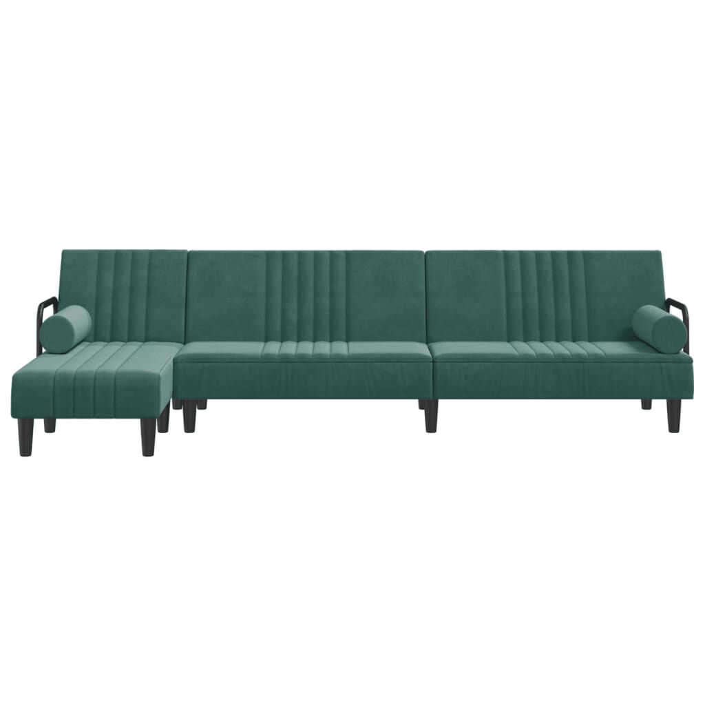 vidaXL Καναπές Κρεβάτι Γωνιακός Σκ. Πράσινο 260x140x70 εκ. Βελούδινος
