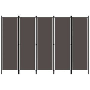 vidaXL Διαχωριστικό Δωματίου με 5 Πάνελ Ανθρακί 250 x 180 εκ.