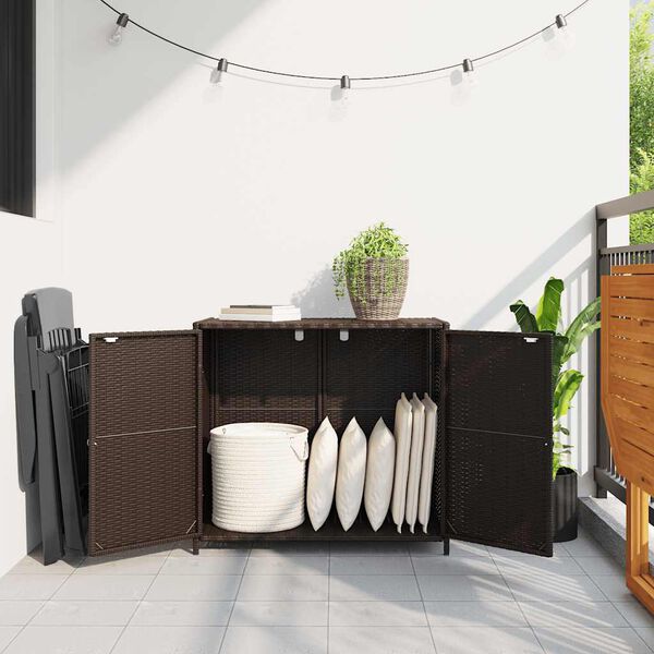 vidaXL Ντουλάπι Αποθήκευσης Κήπου Καφέ 83x45x76 εκ. Συνθετικό Ρατάν