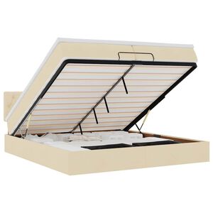 vidaXL Οθωμανικό κρεβάτι με στρώματα & LEDs Κρέμα 200x200cm ύφασμα