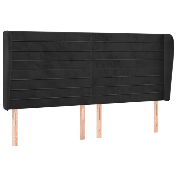 vidaXL Κεφαλάρι με Πτερύγια Μαύρο 183x23x118/128 εκ. Βελούδινο