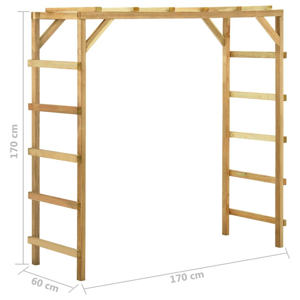 vidaXL Πολύζυγο Εξωτερικού Χώρου 170x60x170 εκ. από Μασίφ Ξύλο Πεύκου