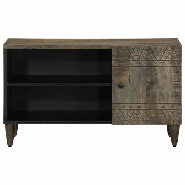vidaXL Ντουλάπι τηλεόρασης ανοιχτό γκρι 80x31,5x46 cm μασίφ ξύλο Mango