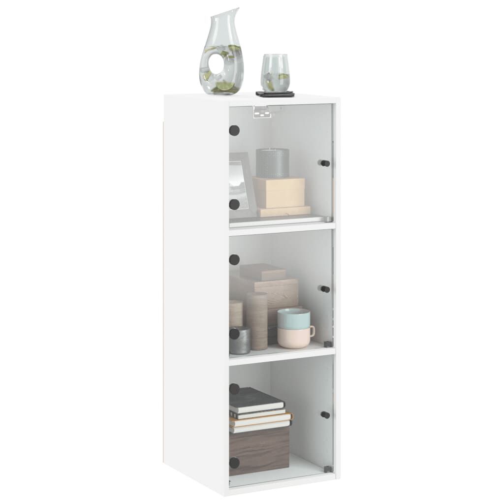 vidaXL Ντουλάπι Τοίχου Λευκό 35x37x100 εκ. με Γυάλινες Πόρτες
