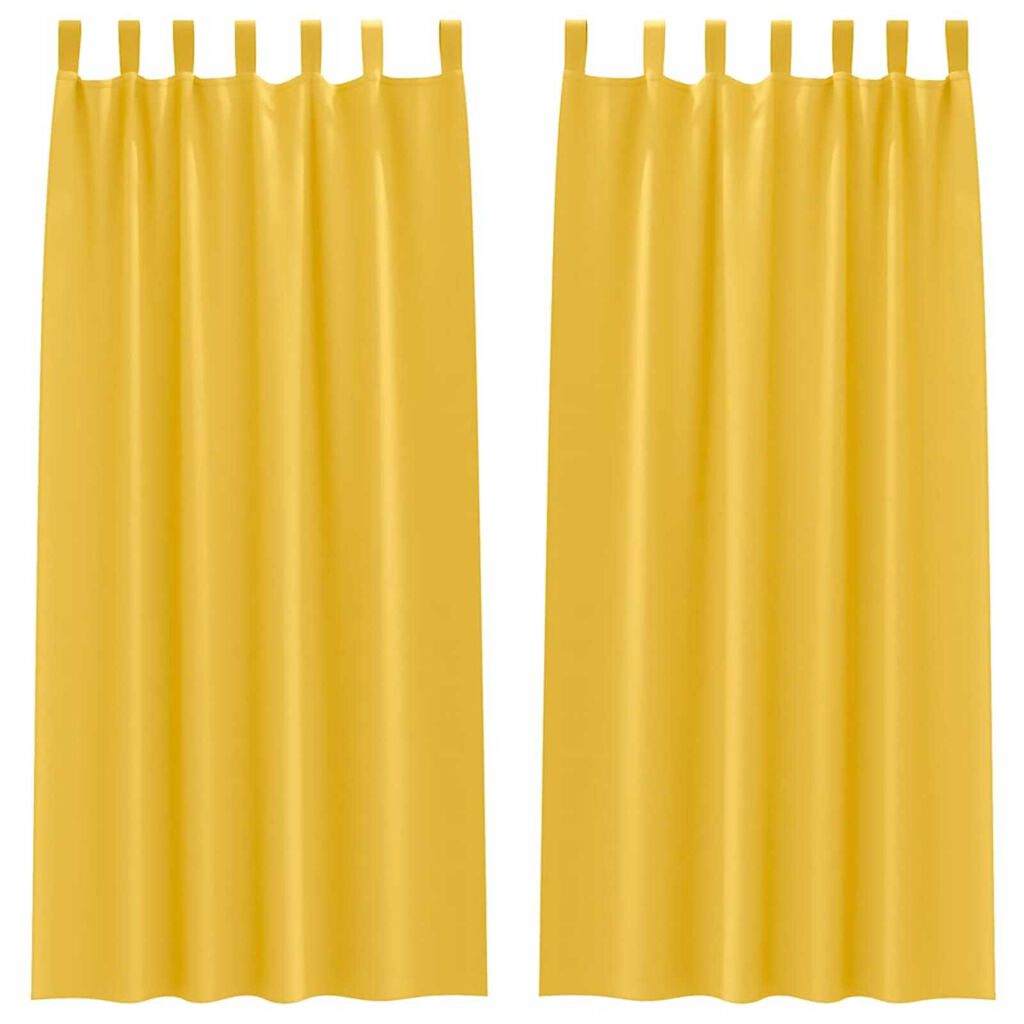 vidaXL Κουρτίνες με κουρτίνες 2 pcs κίτρινο μουσταρδί Πολυεστέρας
