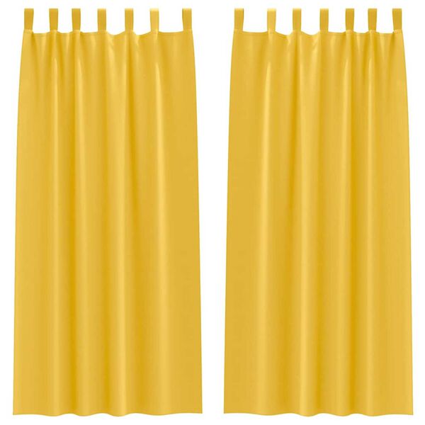 vidaXL Κουρτίνες με κουρτίνες 2 pcs κίτρινο μουσταρδί Πολυεστέρας