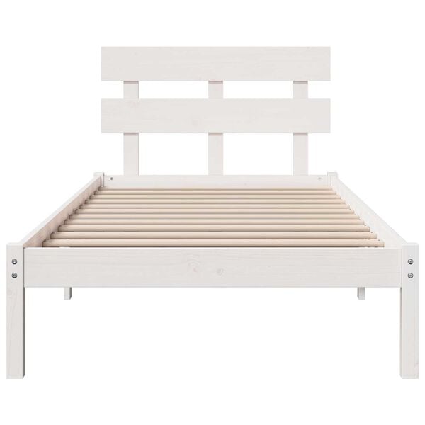 vidaXL Σκελετός Κρεβατιού Λευκό 75 x 190 cm Μασίφ ξύλο πεύκου
