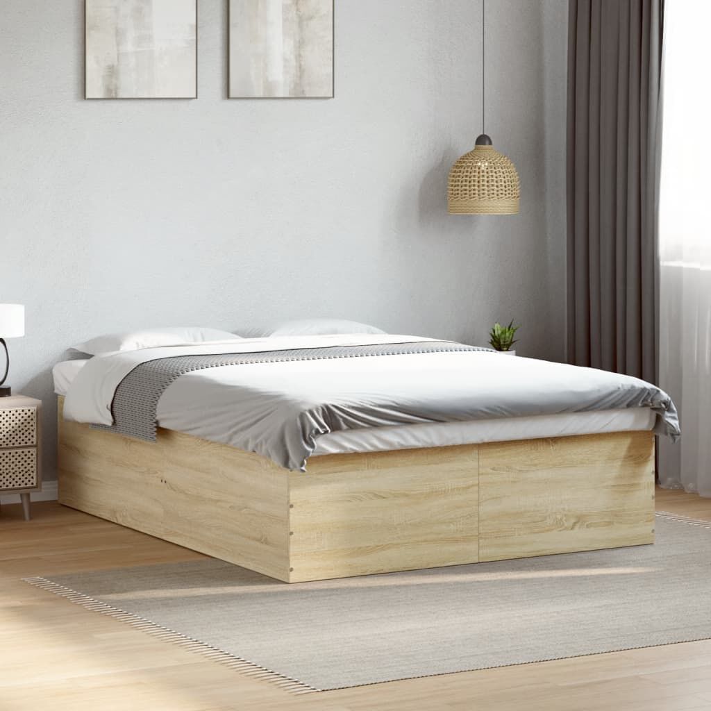 vidaXL Πλαίσιο Κρεβατιού Sonoma Δρυς 150x200 εκ. Επεξεργασμένο Ξύλο